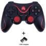 Smartphone Game Controller T3 Wireless Game Controller Gamepad Bluetooth 3.0 Joystick Joystick for Mobile Phone Tablet TV Box Holder-Black with Adapter-,