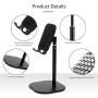 Adjustable Tablet Cell Phone Stand for Desk Fully Foldable Angle Height Adjustable Stable Desktop Phone Holder Cradle Dock Compatible with iPhone Samsung, iPad, Up to 10 Inch Screen