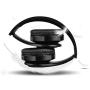Wireless Headset with Mic, Foldable Bluetooth Headphone with 3.5mm Audio Jack, Built-in Noise Cancelling Microphone, Support for Plug-in Card, for PC, Phone(Black+Blue)