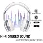 Picun P26 Bluetooth Headphones Over Ear 40H Playtime Hi-Fi Stereo Wireless Headphones Deep Bass Foldable Wired/Wireless/TF for Cell Phone/PC Bluetooth 5.0 Wireless Headset with Mic (Platinum Grey)