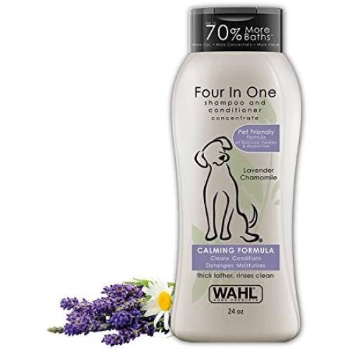 Wahl 4-In-1 Calming Pet Shampoo – Cleans, Conditions, Detangles, & Moisturizes with Lavender Chamomile