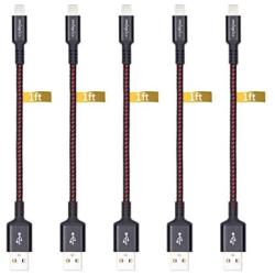 iPhone Charger 1 ft (5 Pack) Cable,Short Nylon Braided USB Fast Charging&Syncing Cable Cord Connector for iPhone 11/11Pro/11Max/ X/XS/XR/XS Max/8/7/6/5S/SE