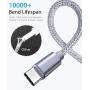 USB Type C Cable OULUOQI USB C Cable 3 Pack(6ft) Nylon Braided Fast Charging Cord(USB 2.0) Compatible with Samsung Galaxy S10 S9 Note 9 8 S8 Plus,LG V30 V20 G6 G5,Google Pixel(Grey)