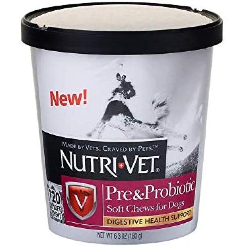 Nutri-Vet Pre and Probiotic Soft Chews for Dogs | Digestive Health Support Dog Probiotics | Tasty Alternative to Dog Probiotic Powder | 120 Soft Chews