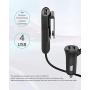 Wishinkle UL Certified 4 Port Multi USB Passenger 4.92ft Car Charger, Front Back/Rear Seat 4.8A Adapter, Compatible for iPhone Xs/Max/XR/X/8, iPad Pro/Air 2/Mini, Samsung Galaxy Note9/S9/S9+ and More