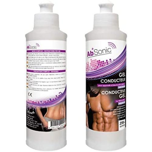 Absonic - Conductive Gel for Electrodes, Abs Stimulators, TENS, EMS, NuFace & Cavitation Devices - 2 x 250 ml (2 x 8.5 oz) - Paraben-Free