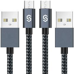 Micro USB Cable Android Charger - Syncwire [2-Pack 3.3 ft] Super-Durable Nylon-Braided Fast Sync & Charging Cord for Samsung, HTC, Nexus, LG, Xbox One, PS4, Smartphones & More - Space Gray