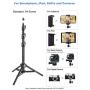 Phone Tripod, 51" Extendable Tripod Stand with Universal Cell Phone/Tablet Holder, Remote Shutter, Compatible with Smartphone & Tablet & Camera for Selfies/Video Recording/Vlogging/Live Streaming