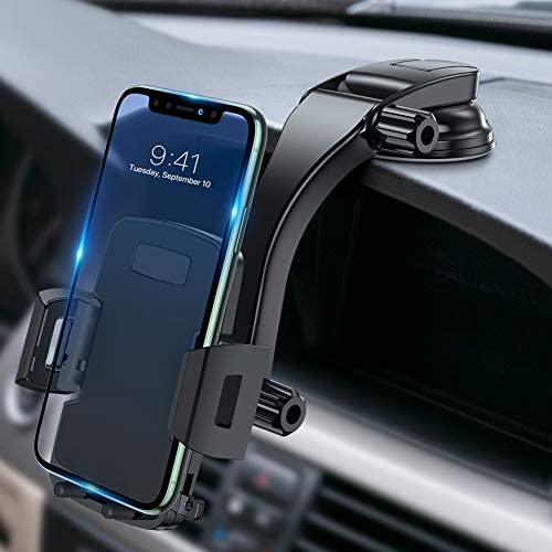 Miracase Cell Phone Holder for Car,Upgrade Dashboard & Windshield 360° Rotation One Button Car Phone Mount Holder Compatible iPhone Xs MAX/XS/XR/X/8plus/7/8/6,Galaxy S10/S9/S8,Google,Huawei(4”-6.5“)