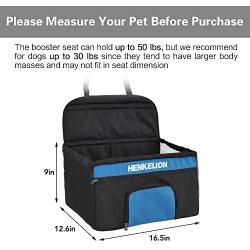 Henkelion Pet Dog Booster Seat, Deluxe Pet Booster Car Seat for Small Dogs Medium Dogs, Reinforce Metal Frame Construction, Portable Waterproof Collapsible Dog Car Carrier with Seat Belt