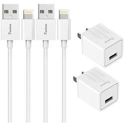 iPhone Chargers Pantom 2-Pack Wall Charger Plugs with 2-Pack 5-Feet Cables Charge Sync Compatible with iPhone 11/11 ProXr/Xs/Xs Max/8/8 Plus/7/7 Plus/6s/6s Plus/5se/5c/5 and iPads (White)