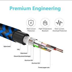 Micro USB Cable,2Pack 10Ft/3meters Fast Charging Android Nylon Braided Charger Cord Compatible Samsung Galaxy S7 S6 S7 Edge,J7/J3/J2/Prime/Pro/Crown,Note 5 4,LG,PS4 and More,Blue
