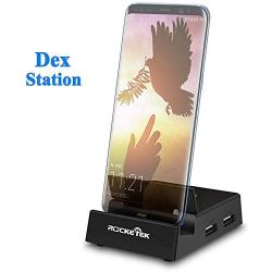 Rocketek USB C Docking Station Compatible with Samsung Galaxy S8/Note8 above - Portable Dock with usb hub&sd card reader/usb c to hdmi converter and USB C PD Charger Replacing the Original Dex Station