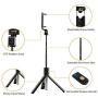 Selfie Stick Tripod- Bluetooth Wireless Remote Shutter Tripod, Mini Extendable Aluminum Cell Phone Stand, 270° Rotation Portable Monopod Compatible with iPhone and Android Smartphone