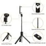 Selfie Stick Tripod- Bluetooth Wireless Remote Shutter Tripod, Mini Extendable Aluminum Cell Phone Stand, 270° Rotation Portable Monopod Compatible with iPhone and Android Smartphone Selfie Stick Tripod- Bluetooth Wireless Remote Shutter Tripod, Mini Extendable Aluminum Cell Phone Stand, 270° Rotation Portable Monopod Compatible with iPhone and Android Smartphone