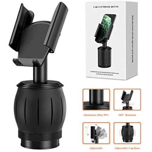 YoFeW [Upgraded] Cup Holder Phone Mount Aluminum Alloy Adjustable Phone Cup Mount for Cell Phone iPhone Xs/Xs Max/X/8/7 Plus/Galaxy and Most Smartphones