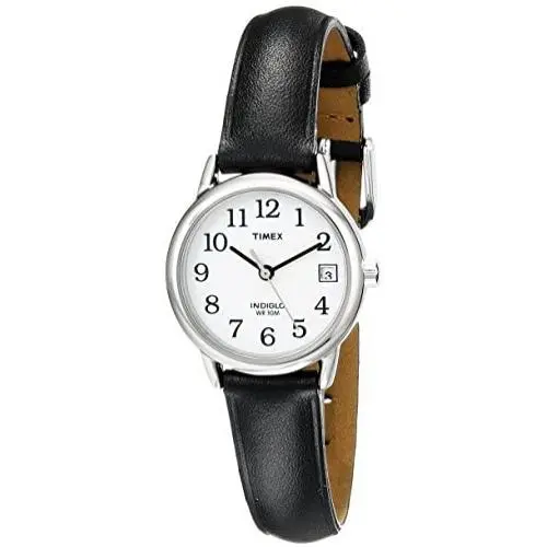 Timex Womens Indiglo Easy Reader Quartz Analog Leather Strap Watch with Date Feature Timex Womens Indiglo Easy Reader Quartz Analog Leather Strap Watch with Date Feature