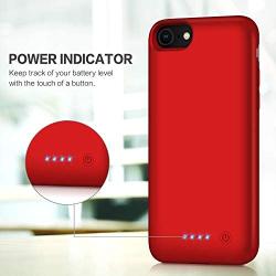 QTshine Battery Case for iPhone 6/6s/7/8, Upgraded [6000mAh] Protective Portable Charging Case Rechargeable Extended Battery Pack for Apple iPhone 6/6s/7/8 (4.7) - Red