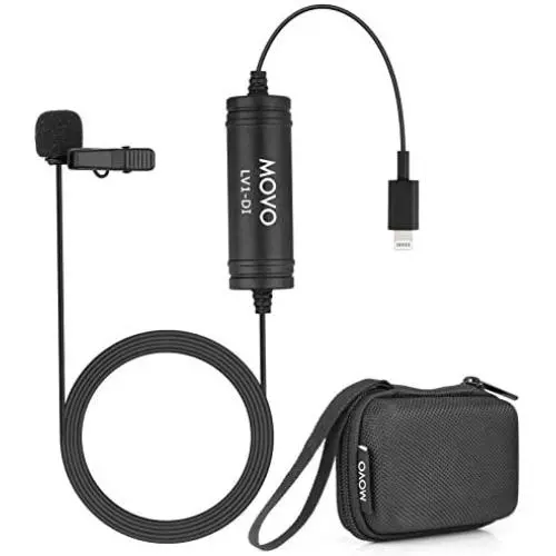 Movo LV1-DI Digital Lavalier Omnidirectional Clip on Microphone for iPhone with MFi Certified Lightning Connector Compatible with iPhone, iPad, iPod, iOS Smartphones and Tablets Movo LV1-DI Digital Lavalier Omnidirectional Clip on Microphone for iPhone with MFi Certified Lightning Connector Compatible with iPhone, iPad, iPod, iOS Smartphones and Tablets