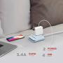 Multi Plug Outlet Extender & Splitter: iHome PowerReach 6ft Extension Cord with 2 Outlets & 4 USB Ports for Multiple Smartphone Charging - Desktop/Magnetic Wall Mounting Charger