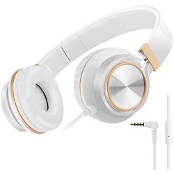 Headphones, FOSTO FT58 Stereo Foldable Headset Strong Low Bass Headphones with Microphone for iPhone, All Android Smartphones, PC, Laptop, Mp3/mp4, Tablet Earphones（White