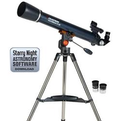 Celestron AstroMaster LT 60AZ Refractor No-Tool Setup Refracting Telescope, Blue (21073)