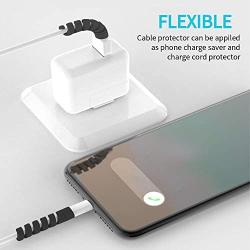 Cable Protector Spiral Phone Cable Saver Lightning Charge, Headphone, USB Cord, PC and Notebook Cable Protector, Fit for All Cell Phone - 8 PCS (Black)