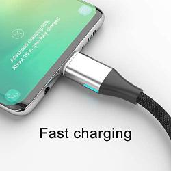 NetDot Gen10 3 in 1 Nylon Braided Magnetic Fast Charging Cable with Side LED Compatible with Micro USB & USB-C Smartphones and i-Product(5ft/3 Pack Silver)