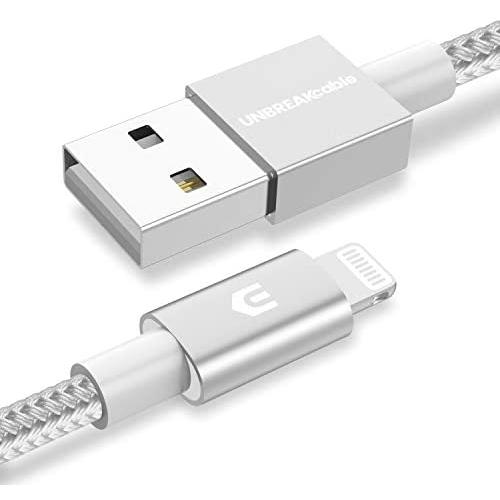 [2020 Upgraded] UNBREAKcable iPhone Charger Cable 6.6ft - [C89 Apple MFI Certified] Nylon Braided USB Fast Charging Cord Lightning Cable for iPhone 11 Pro Xs Max XR X 8 7 6s 6 SE iPad iPod - Silver