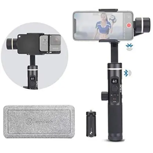 FeiyuTech Feiyu SPG 2 with Plate Kit, Splash-Proof 3 Axis Handheld Gimbal Stabilizer, Face Object Tracking, Time-Lapse &Slow Motion Phone Gimbal for iPhone Huawei Samsung LG Xiaomi