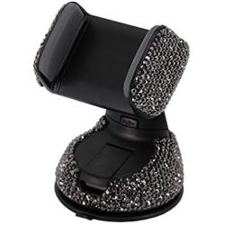 Radish Stars Adjustable Strong Sticky Dashboard Car Phone Mount Crystal Rhinestone Phone Holder for Car Black