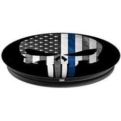 Thin Blue Line Patriotic Police Skull Flag - Phone Accessory PopSockets Grip and Stand for Phones and Tablets