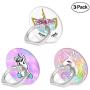 Cell Phone Ring Holder, 3-Pack 360 Degree Rotation Universal Pop Grip Stand Anti- Drop Finger Holder for Smartphone and Tablets - Cute Unicorn