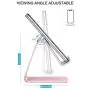 Adjustable Cell Phone Stand, OMOTON Aluminum Desktop Cellphone Stand with Anti-Slip Base and Convenient Charging Port, Fits All Smart Phones, Rose Gold