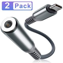 USB C to 3.5mm Adapter (2 Pack),Type C Male to 3.5mm Female Headphone Jack Audio Converter,Aux Cable Cord for Samsung Galaxy S20 Ultra S20+ Plus 20 20+ Note 10 10+,Google Pixel 4 4a 3 2 XL,iPad Pro 11