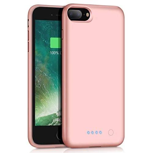 Battery case for iPhone 8 Plus/7 Plus/6 Plus/6s Plus,8500mAh Charging Case Portable Charger Case Rechargeable Extended Battery Pack for 6s Plus/ 6 Plus/ 7 Plus/ 8 Plus(5.5) Backup (Rose Gold)