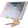 POKANIC Cell Phone Fully Foldable Stand Dock Holder Cradle Mount Organizer Charger Station Table Desk Bed Office School Kitchen Travel Portable Adjustable Multi-Angle Aluminum Non-Slip (Gold)
