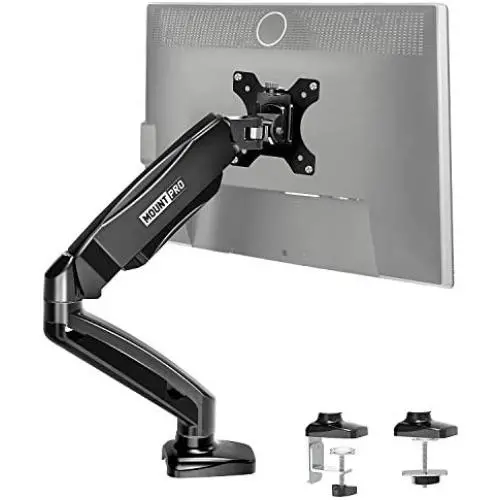 MOUNTPRO Single Monitor Desk Mount - Articulating Gas Spring Monitor Arm, Removable VESA Mount Desk Stand with Clamp and Grommet Base - Fits 13 to 27 Inch LCD Computer Monitors, VESA 75x75, 100x100 MOUNTPRO Single Monitor Desk Mount - Articulating Gas Spring Monitor Arm, Removable VESA Mount Desk Stand with Clamp and Grommet Base - Fits 13 to 27 Inch LCD Computer Monitors, VESA 75x75, 100x100
