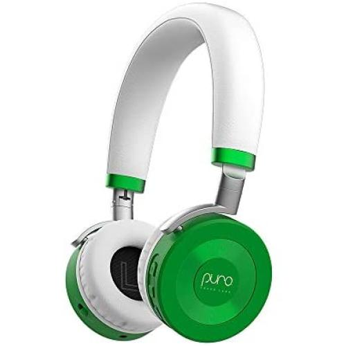 JuniorJams Volume Limiting Headphones for Kids 3+ Protect Hearing – Foldable & Adjustable Bluetooth Wireless Headphones for Tablets, Smartphones, PCs – 22-Hour Battery Life by Puro Sound Labs, Green