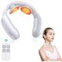 Neck Massager, Intelligent Portable Neck Massager with Heat, Cordless Smart Pulse Neck Massage, 3 Modes 15 Intensity Electric Neck Massage for Gift Women Men Home Office-White