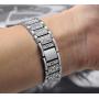 Valchinova Fitbit Charge 2 Band with Bling Rhinestone Adjustable Metal Fitbit Charge 2 Strap Bracelet Replacement Black Silver Rose Gold (Silver)