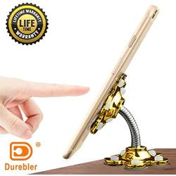 Suction Phone Stand,Double-Sided Phone Stand with 360° Rotating,Multi-Functional Desktop/Mirror/Glass Phone Holder for Cell Phone & Tablet,5 Soft Silicone Suckers Protecting Your Phone(Gold)