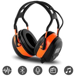 FM MP3 Bluetooth Radio Headphones Wireless Cancelling Headphones with 4GB SD Card Built-in Mic Electronic Noise Reduction Safety Ear Muffs Protection for Lawn Mower Work by WULFPOWERPRO