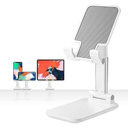 Cell Phone Stand, BoYata Adjustable Desk Phone Stand, Foldable Mobile Phone Holder Compatible with iPhone Xs Max Xr 8 7 6 6S Plus SE 5 5S 5C Charging, Accessories Desk, Other 4-7.9" Smart Phones-White