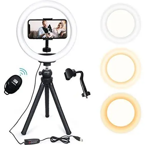 Endurax Selfie Ring Light with Stand for Phone, 10" LED Ringlight for iPhone, Perfect for Makeup/Tiktok/Live Streaming/YouTube Video with 3 Light Modes & 11 Brightness Levels Endurax Selfie Ring Light with Stand for Phone, 10" LED Ringlight for iPhone, Perfect for Makeup/Tiktok/Live Streaming/YouTube Video with 3 Light Modes & 11 Brightness Levels
