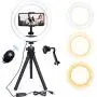 Endurax Selfie Ring Light with Stand for Phone, 10" LED Ringlight for iPhone, Perfect for Makeup/Tiktok/Live Streaming/YouTube Video with 3 Light Modes & 11 Brightness Levels Endurax Selfie Ring Light with Stand for Phone, 10" LED Ringlight for iPhone, Perfect for Makeup/Tiktok/Live Streaming/YouTube Video with 3 Light Modes & 11 Brightness Levels