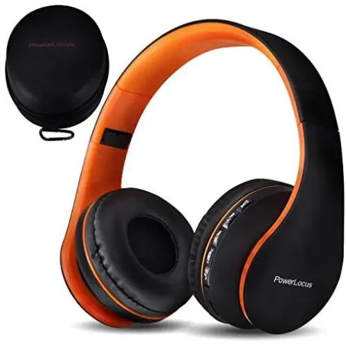 PowerLocus Wireless Bluetooth Over-Ear Stereo Foldable Headphones, Wired Headsets with Built-in Microphone for iPhone, Samsung, LG, iPad (Orange) PowerLocus Wireless Bluetooth Over-Ear Stereo Foldable Headphones, Wired Headsets with Built-in Microphone for iPhone, Samsung, LG, iPad (Orange)