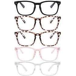 Blue Light Blocking Glasses,Square Nerd Eyeglasses Frame Anti Blue Ray Computer Game Glasses Anti Eyestrain & UV(5Pcs)