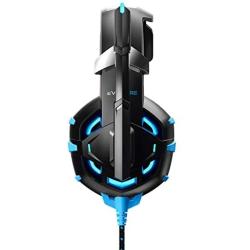 Evo Core Phenom MEGA Gaming Headset with Boom Mic, LED Glow Lights, XL Ear Pads 50mm Drivers, Compatible with PS4, Xbox and Mobile Phone Gaming (Blue)