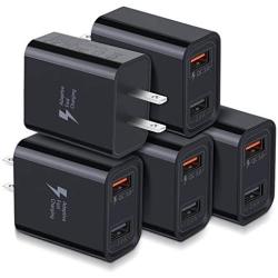 Quick Charge QC 3.0 USB Wall Charger, Costyle 5 Pack 30W Dual 2 Ports Adapter (QC 3.0 & 5V 2.4A) Adaptive Fast Charging Block Compatible for iPhone 11 XS XR, Samsung Galaxy S10 S9, iPad, HTC, LG(Black)